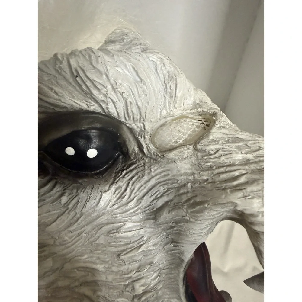 New Halloween Llama Alpaca Hairy White Mask Latex Horrifying Adult Scary 1sz